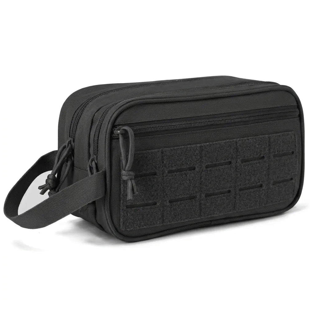 BikeBag Dopp Kit in black, three quarter view from the left